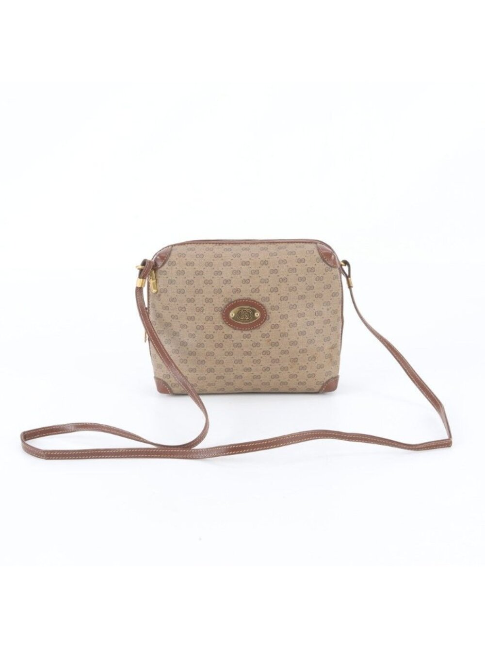 Gucci Micro GG Leather Canvas Shoulder Bag Crossbody Hand